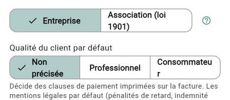 Qualité du client par défaut