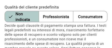 Qualità del cliente predefinita