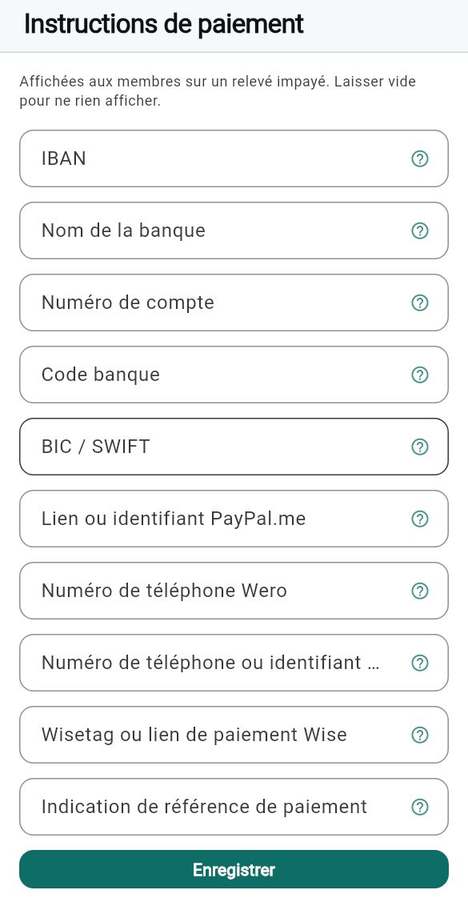 Moyens de paiement et instructions