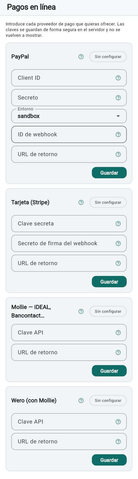 El proveedor de pago