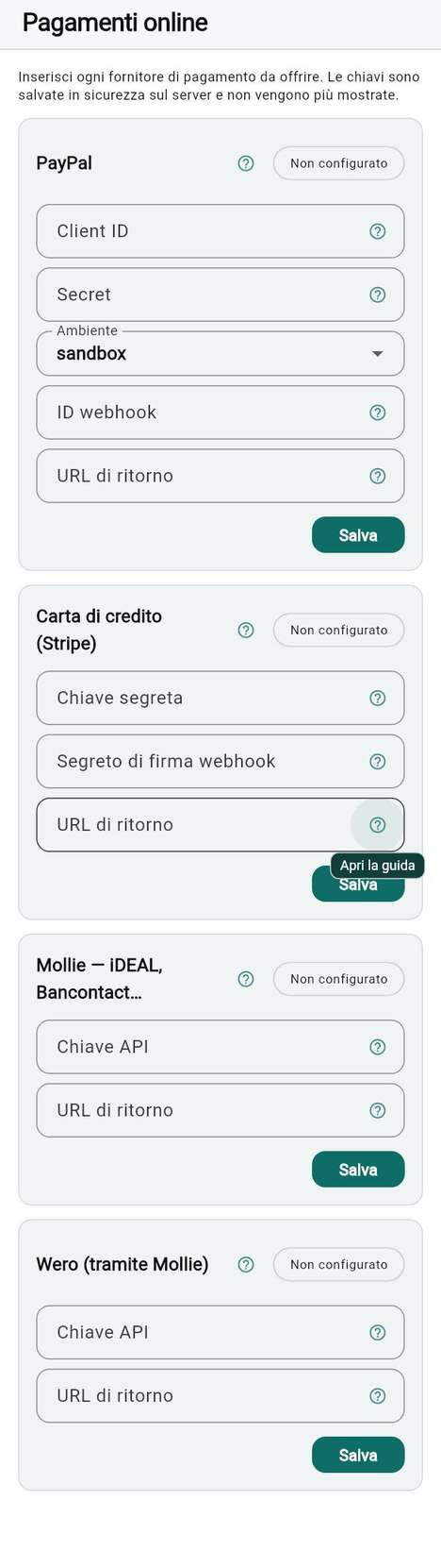 Il fornitore di pagamento