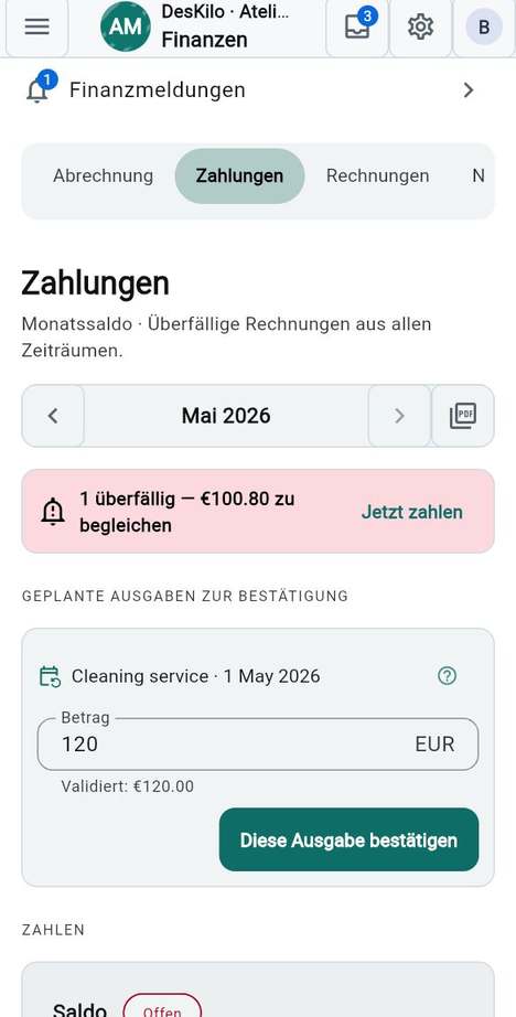 Eine Zahlung erfassen