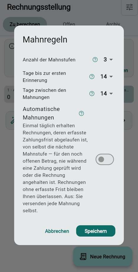 Mahnregeln