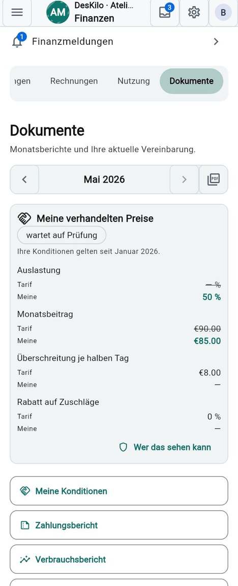 Berichte: Schnellansicht, Download, Teilen