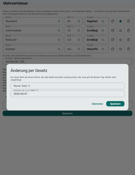 Einen Satz per Gesetz ändern