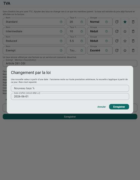 Changer un taux par la loi