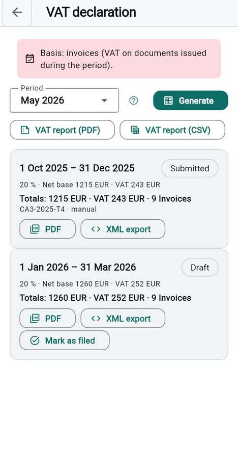 Preparing the VAT return