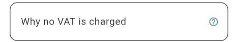Reason no VAT is charged