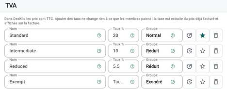Définir les taux