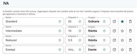 Impostare le aliquote