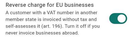 Reverse charge for EU businesses