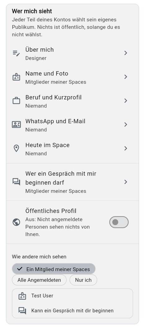 Wählen, wer mich sieht