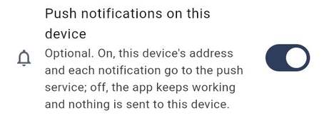 Push notifications on this device