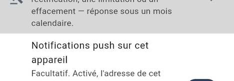 Notifications push sur cet appareil