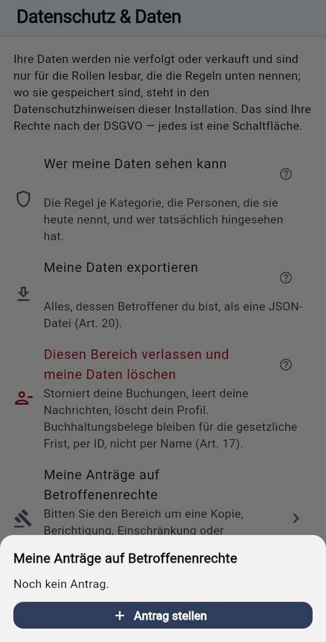 Anträge auf Betroffenenrechte