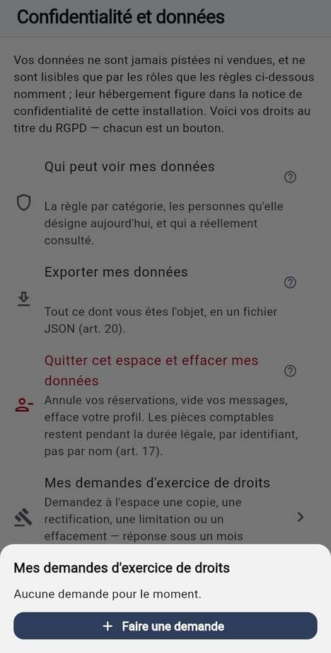 Demandes d'exercice de droits