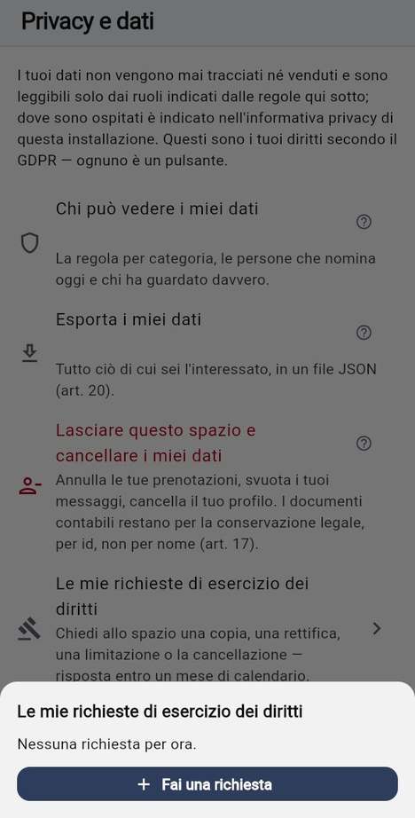 Richieste sui diritti