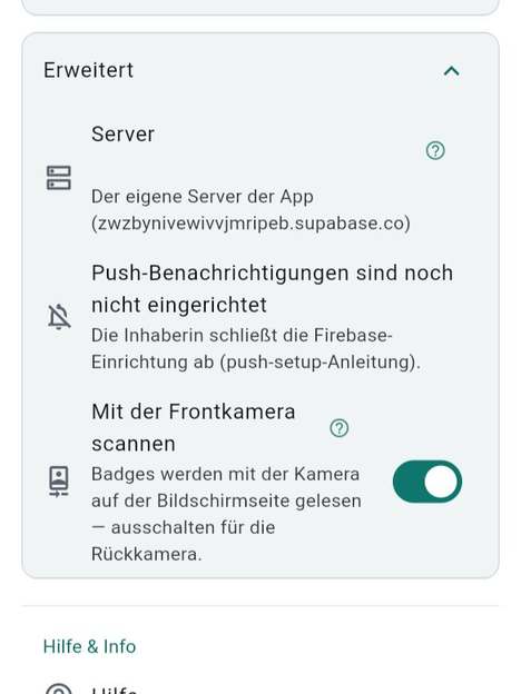 Frontkamera zum Scannen