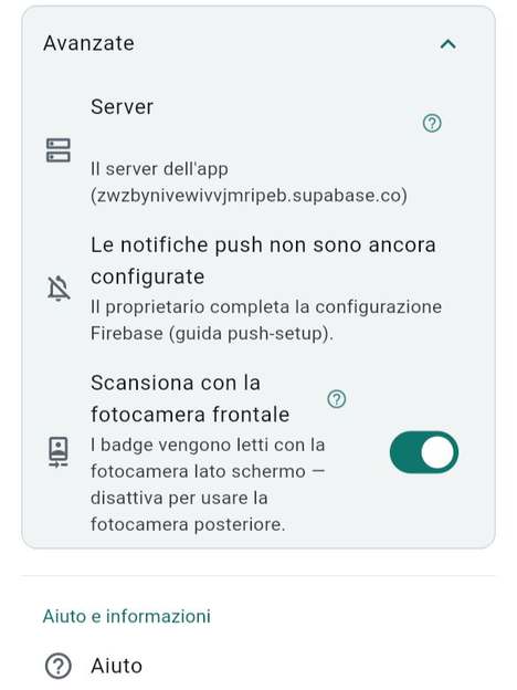 Fotocamera frontale per la scansione