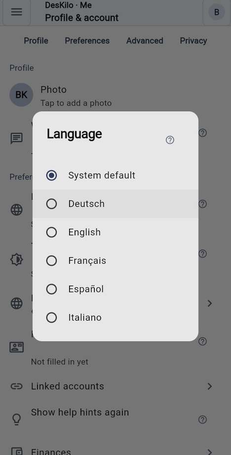 App language