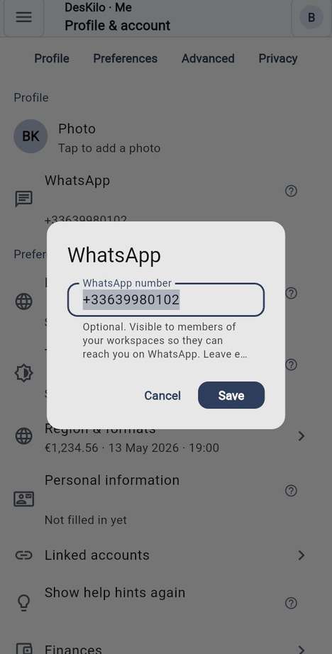 Your WhatsApp number
