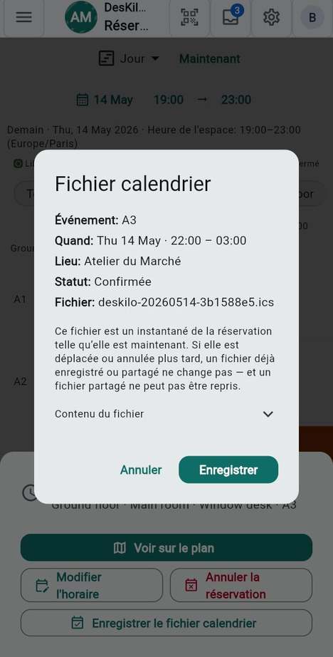 Enregistrer une réservation dans votre propre calendrier