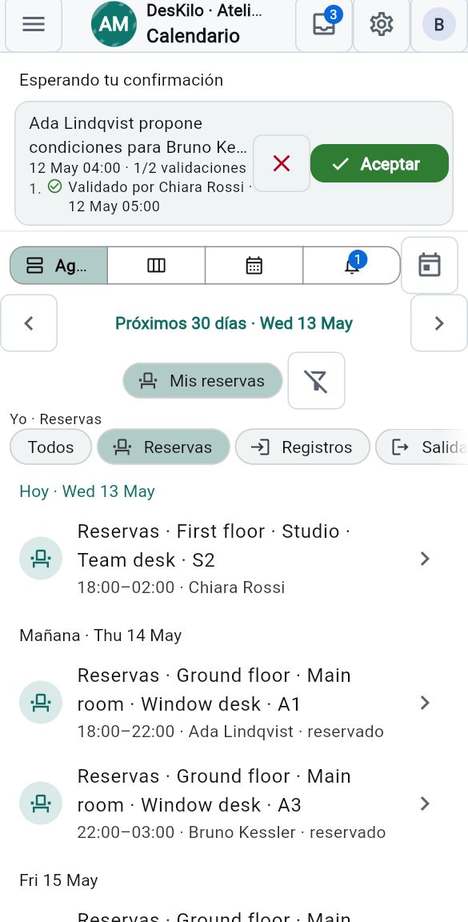 Filtrar el Calendario