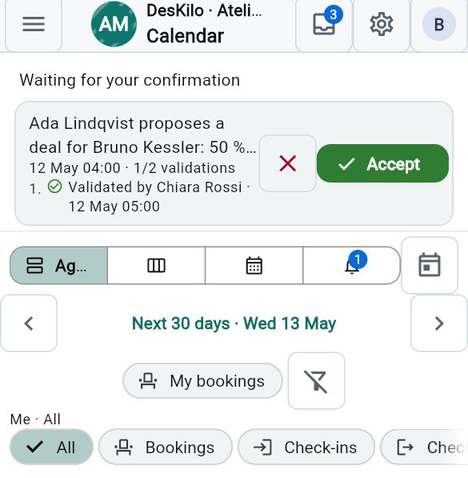 The Calendar tab