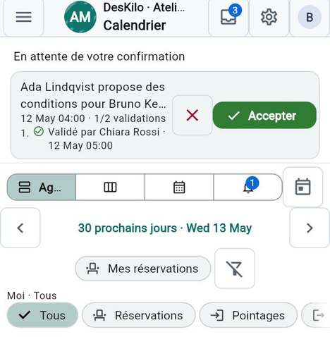 L'onglet Calendrier