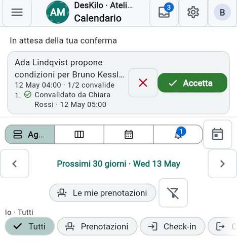 La scheda Calendario