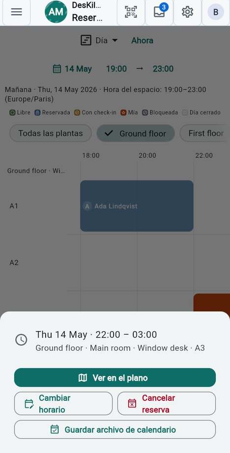 Cambiar o cancelar una reserva