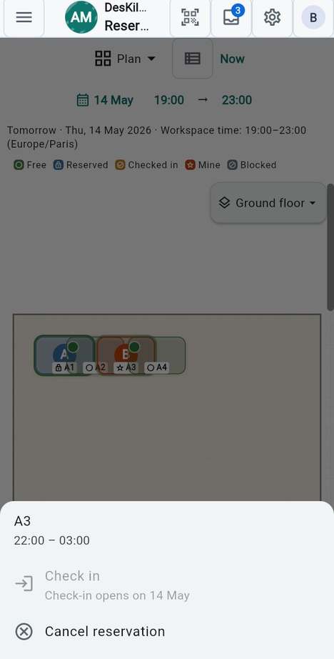 Check in and check out