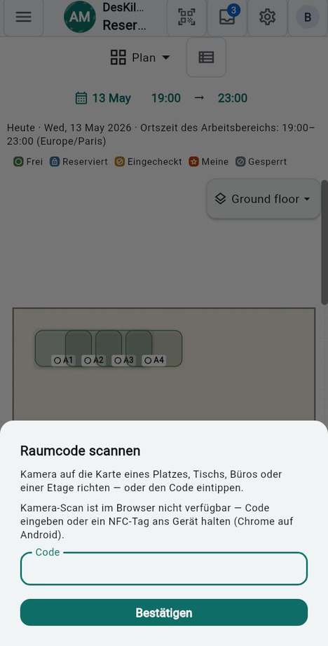 Einen Raumcode scannen