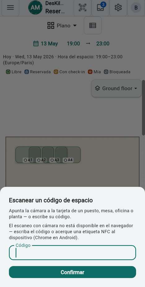 Escanear un código de espacio