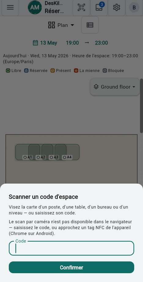 Scanner un code d'espace