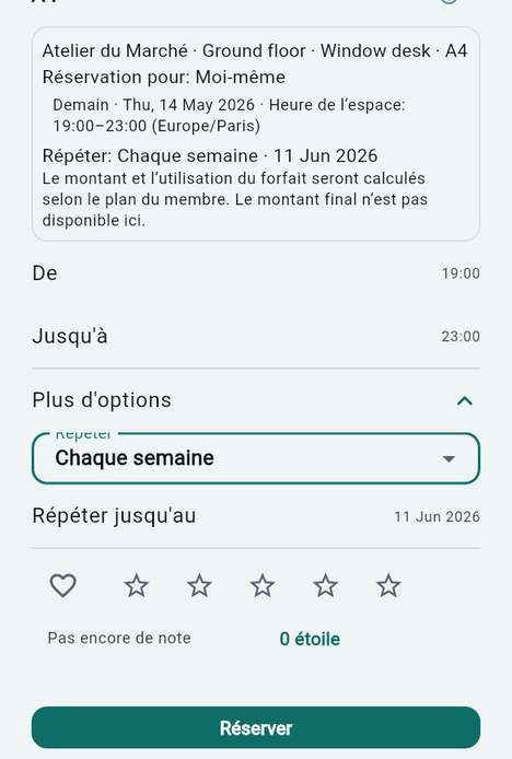 Répéter une réservation