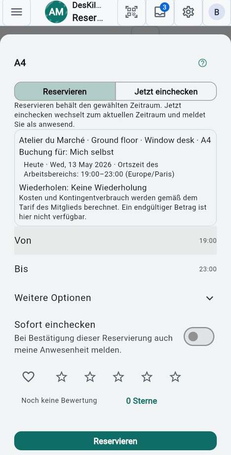 Sofort einchecken, wenn Sie schon da sind