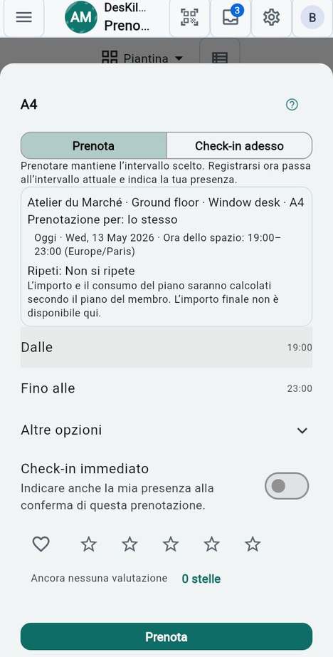Fare il check-in subito quando è già sul posto