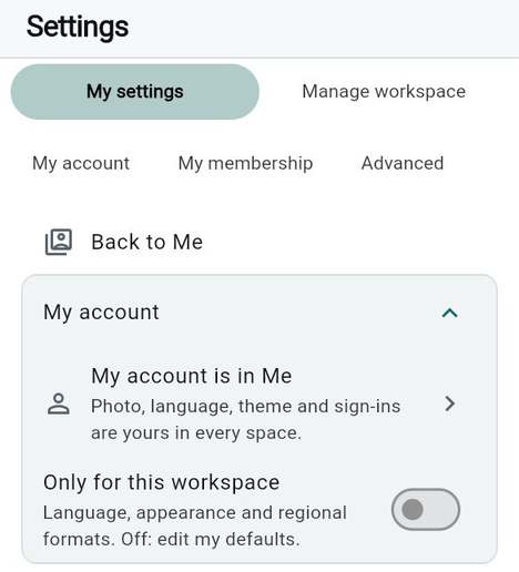 How Settings is organised