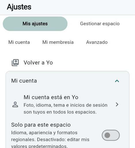 Cómo se organizan los Ajustes