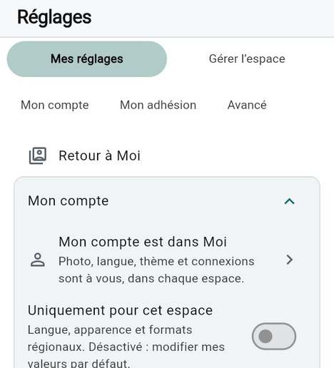 Comment les Réglages sont organisés