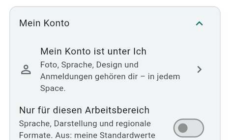 Eine Einstellung nur für diesen Workspace wählen