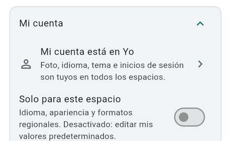 Elegir un ajuste solo para este espacio