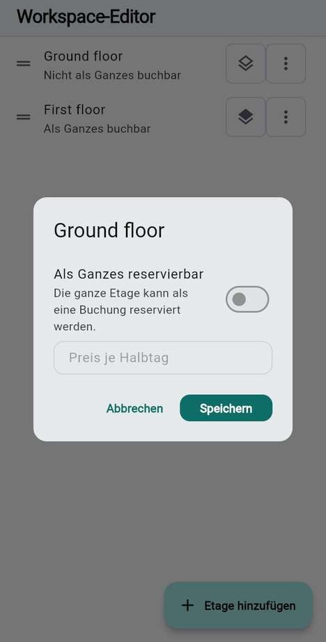 Mitglieder eine ganze Etage buchen lassen