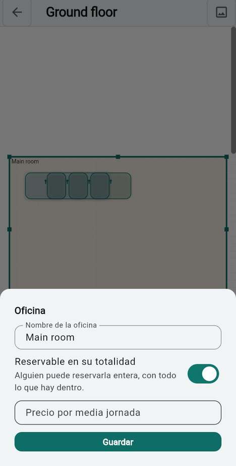 Dar nombre y precio a una oficina o una mesa