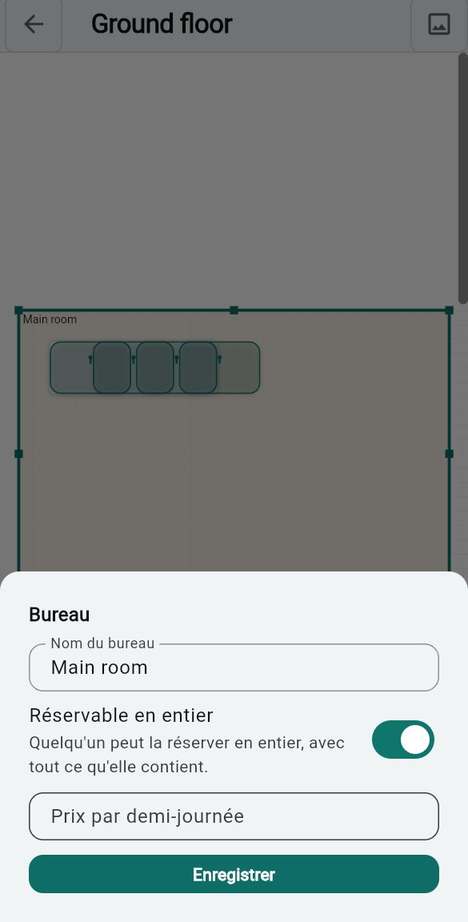 Nommer un bureau ou une table et y mettre un prix