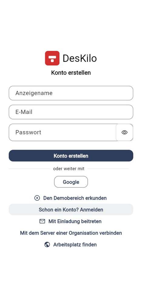 Konto erstellen oder anmelden