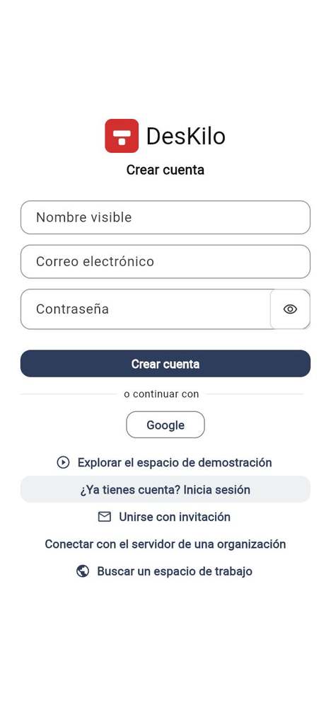 Crear una cuenta o iniciar sesión