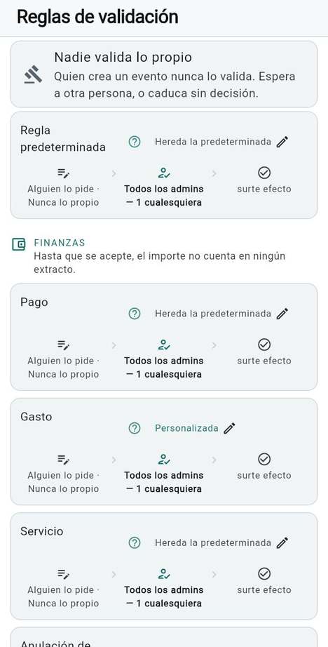 Reglas de validación, dominio por dominio