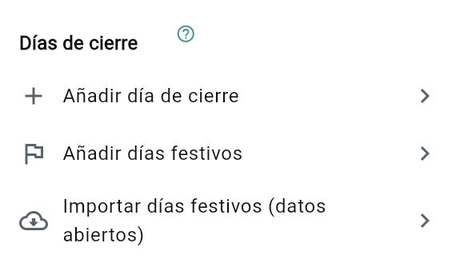 Días de cierre